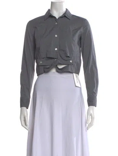 Pre-owned Simkhai Striped Long Sleeve Button-up Top In Gray