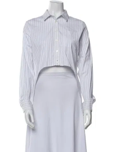 Pre-owned Simkhai Striped Long Sleeve Crop Top In White