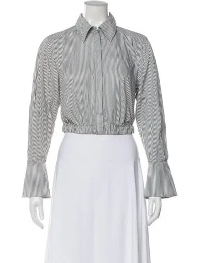 Pre-owned Simkhai Striped Long Sleeve Crop Top In White