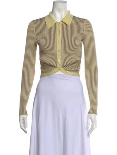 Pre-owned Simkhai Striped Long Sleeve Polo In Neutrals