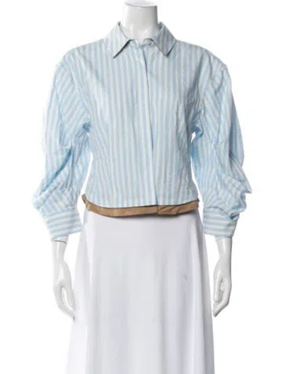 Pre-owned Simkhai Striped Long Sleeve Top W/ Tags In Blue