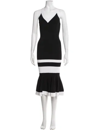 Pre-owned Simkhai Striped Midi Length Dress In Black