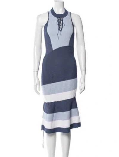 Pre-owned Simkhai Striped Midi Length Dress In Blue