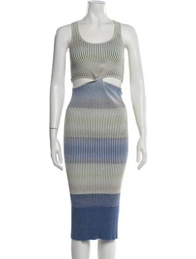 Pre-owned Simkhai Striped Midi Length Dress In Blue