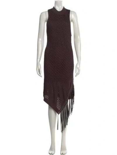 Pre-owned Simkhai Striped Midi Length Dress In Brown