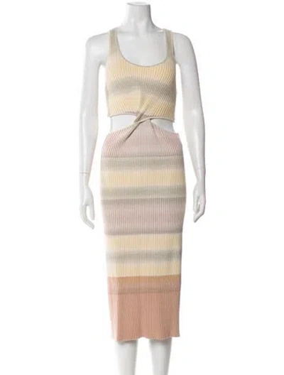 Pre-owned Simkhai Striped Midi Length Dress In Neutral