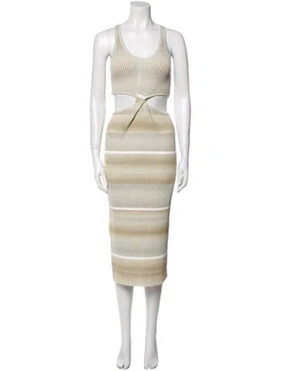 Pre-owned Simkhai Striped Midi Length Dress In Neutral