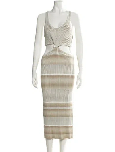 Pre-owned Simkhai Striped Midi Length Dress In Neutral