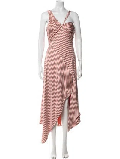 Pre-owned Simkhai Striped Midi Length Dress In Orange