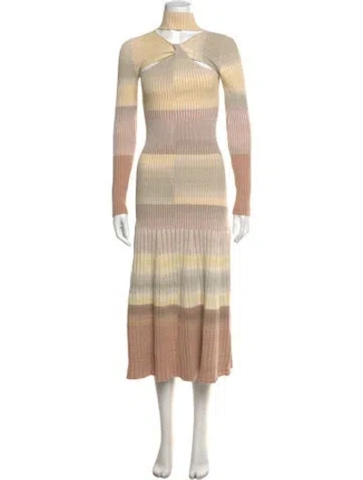 Pre-owned Simkhai Striped Midi Length Dress W/ Tags In Neutrals
