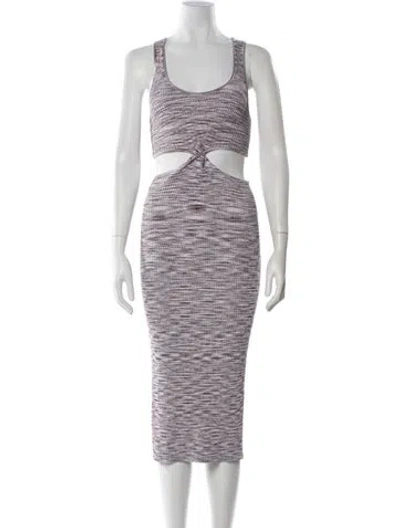 Pre-owned Simkhai Striped Midi Length Dress In White