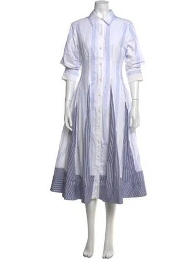 Pre-owned Simkhai Striped Midi Length Dress In White