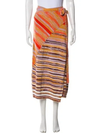 Pre-owned Simkhai Striped Midi Length Skirt W/ Tags In Orange
