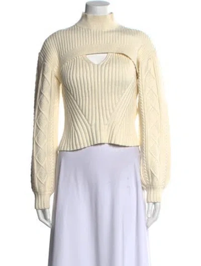 Pre-owned Simkhai Striped Mock Neck Sweater In Neutral