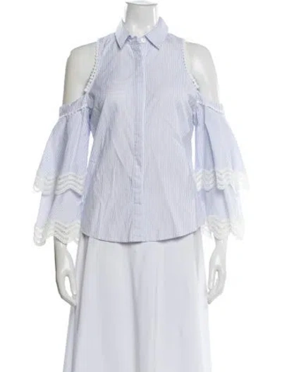 Pre-owned Simkhai Striped Off-the-shoulder Blouse In Blue