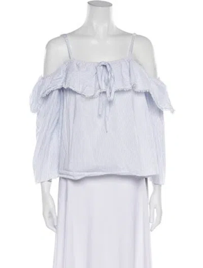 Pre-owned Simkhai Striped Off-the-shoulder Blouse In Blue