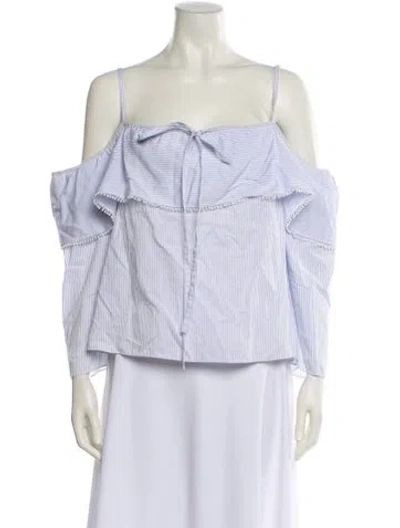 Pre-owned Simkhai Striped Off-the-shoulder Blouse In Blue