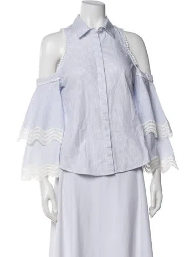 Pre-owned Simkhai Striped Off-the-shoulder Blouse In Blue
