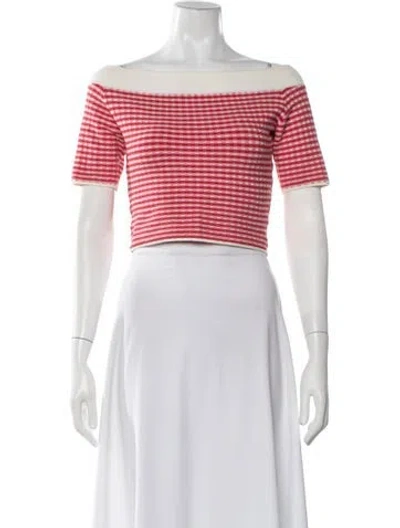 Pre-owned Simkhai Striped Off-the-shoulder Sweater In Red
