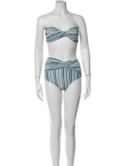Pre-owned Simkhai Striped One-piece In Blue