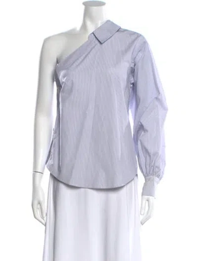 Pre-owned Simkhai Striped One-shoulder Blouse In Blue