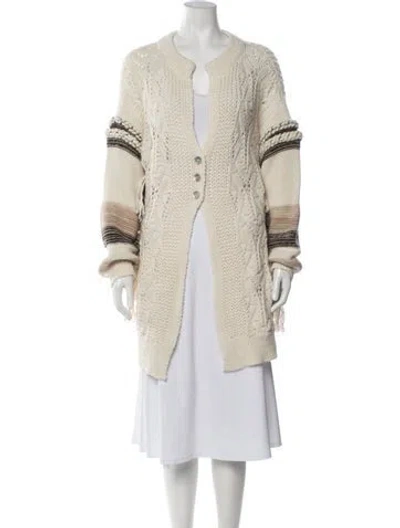 Pre-owned Simkhai Striped Open Front Sweater In Neutrals