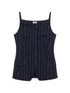 Simkhai Edie Square Neck Top In Midnight Stripe In Blue