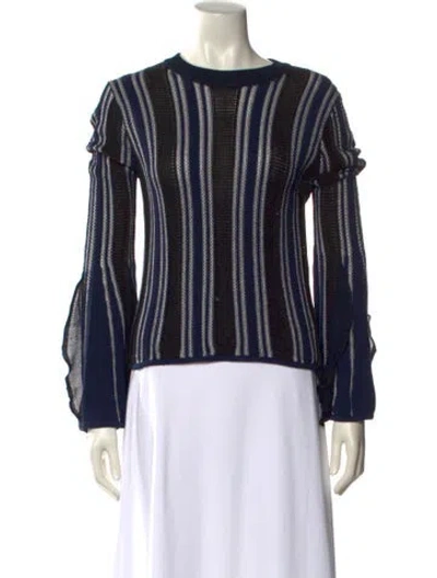 Pre-owned Simkhai Striped Scoop Neck Sweater In Blue