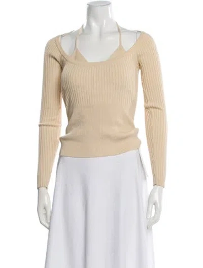 Pre-owned Simkhai Striped Scoop Neck Sweater In White