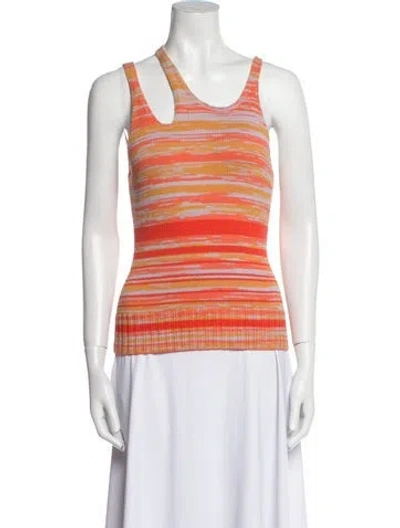 Pre-owned Simkhai Striped Scoop Neck Top In Orange