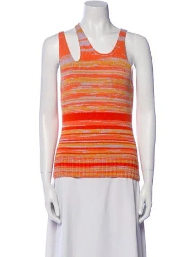 Pre-owned Simkhai Striped Scoop Neck Top In Orange