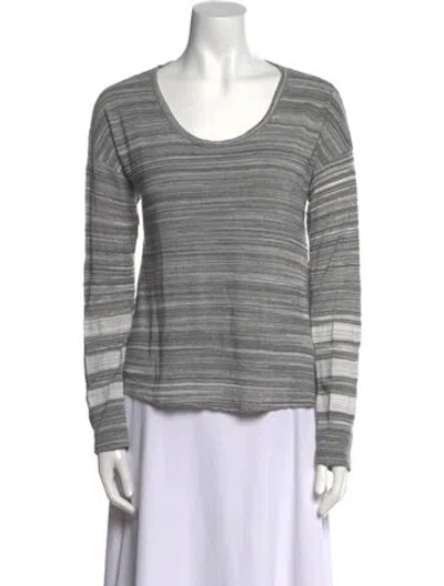 Pre-owned Simkhai Striped Scoop Neck T-shirt In Gray