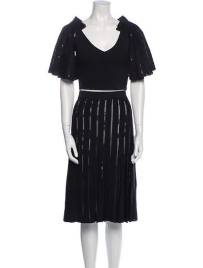 Pre-owned Simkhai Striped Sequin Embellishments Skirt Set In Black