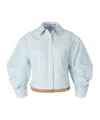 Simkhai Boone Combo Shirt In Hydrangea Blue Stripe In Blue