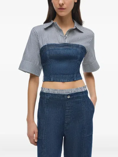 Simkhai Striped Shirt Top In Blue