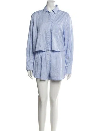 Pre-owned Simkhai Striped Short Set In Blue
