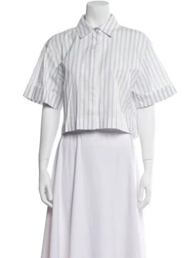 Pre-owned Simkhai Striped Short Sleeve Crop Top In White
