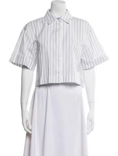 Pre-owned Simkhai Striped Short Sleeve Crop Top In White