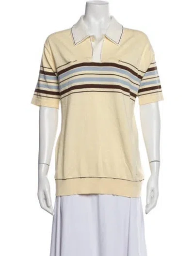 Pre-owned Simkhai Striped Short Sleeve Polo In Neutrals