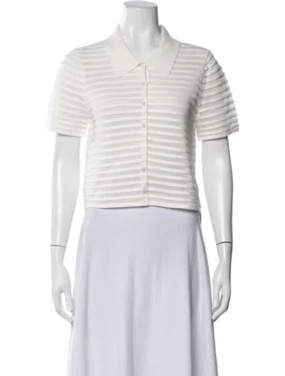 Pre-owned Simkhai Striped Short Sleeve Polo In White