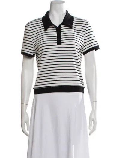 Pre-owned Simkhai Striped Short Sleeve Polo In White