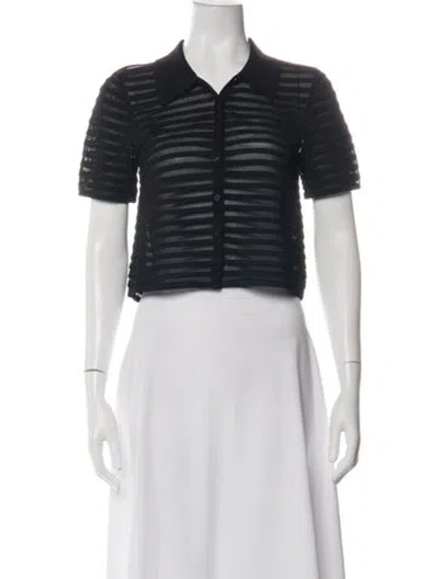 Pre-owned Simkhai Striped Short Sleeve Top In Black