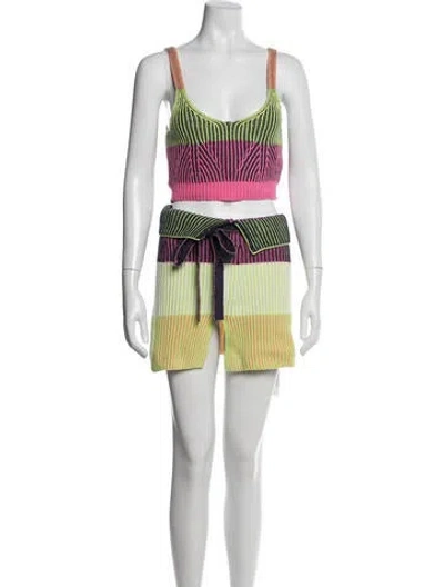 Pre-owned Simkhai Striped Skirt Set W/ Tags In Green