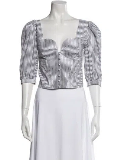 Pre-owned Simkhai Striped Square Neckline Blouse In White