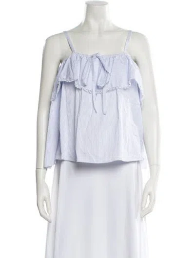 Pre-owned Simkhai Striped Square Neckline Crop Top In Blue