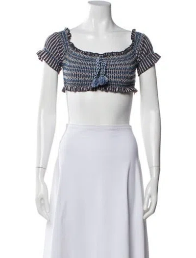 Pre-owned Simkhai Striped Square Neckline Crop Top In Blue
