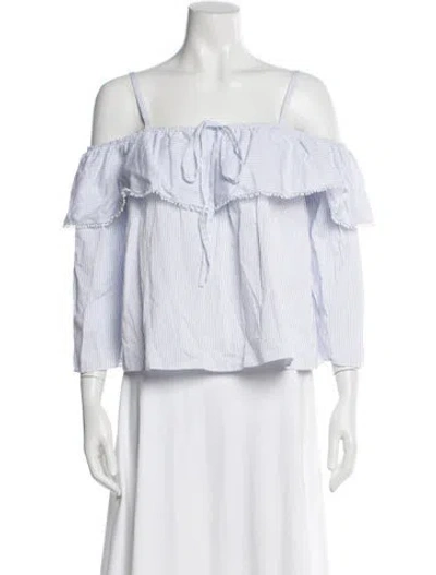 Pre-owned Simkhai Striped Square Neckline Crop Top In Blue
