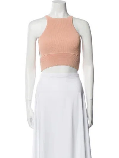 Pre-owned Simkhai Striped Square Neckline Crop Top In Pink