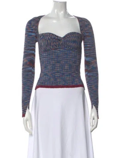 Pre-owned Simkhai Striped Square Neckline Sweater In Blue