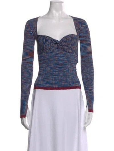 Pre-owned Simkhai Striped Square Neckline Top In Blue
